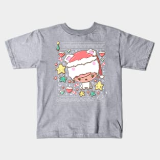 Cute festive polar bear bubble head girl in kawaii style Kids T-Shirt